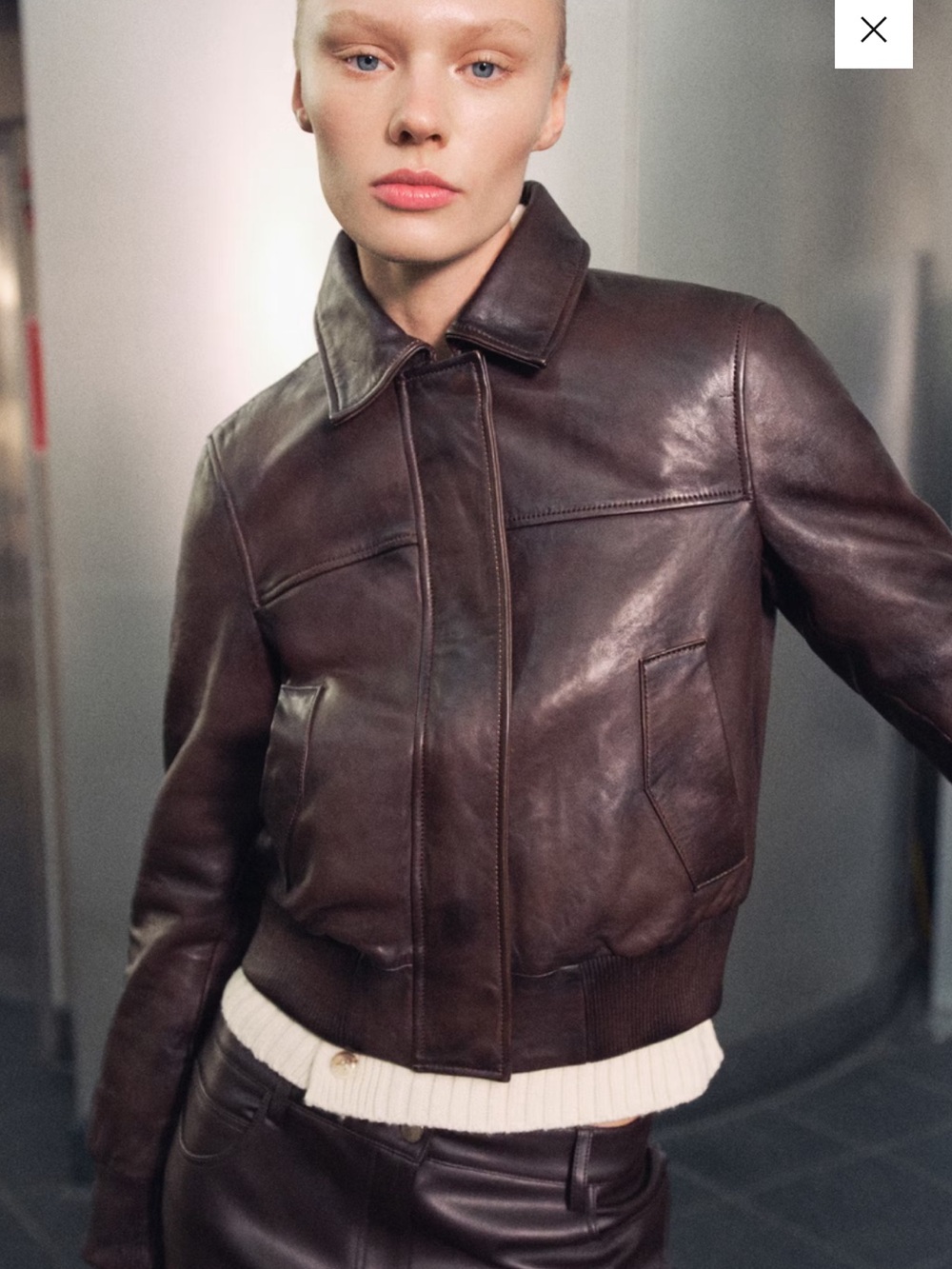 MANGO LEATHER BOMBER JACKET